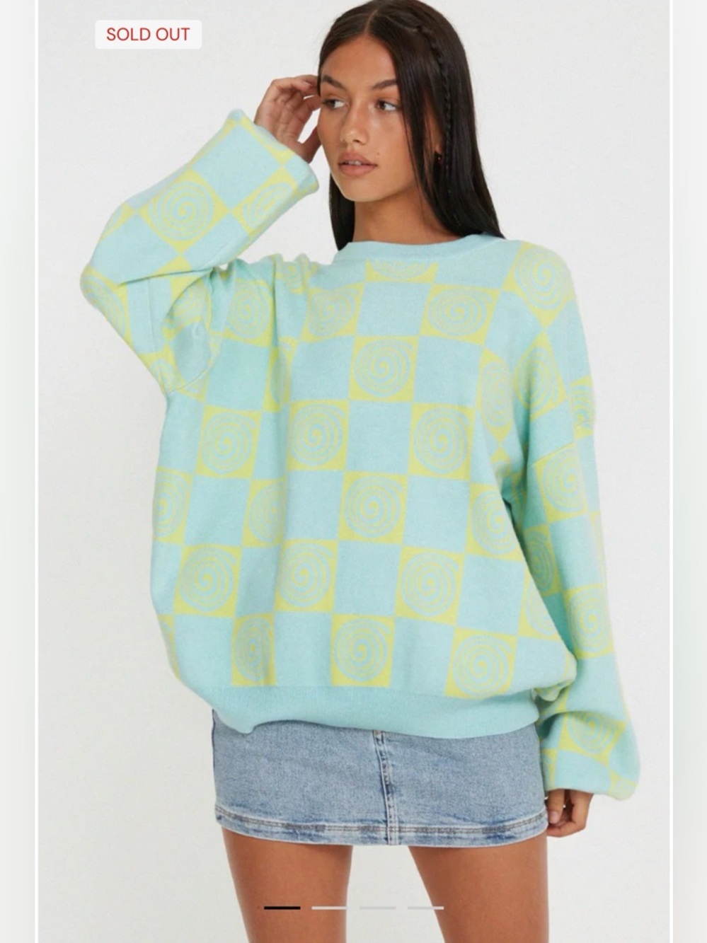Motel Rocks Akari Jumper/crewneck In Optiz Maze Blue NWT SIZE L